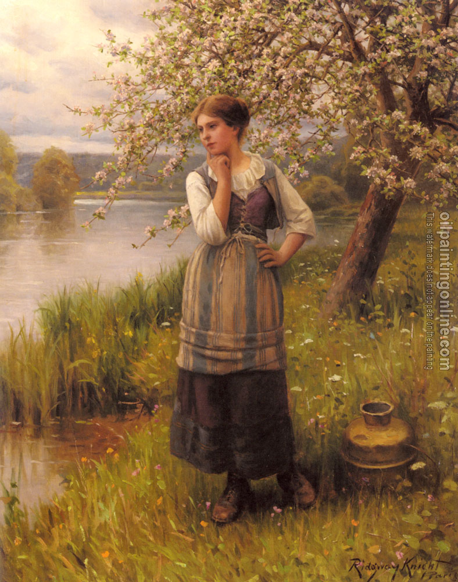 Daniel Ridgway Knight - Beneath The Apple Tree